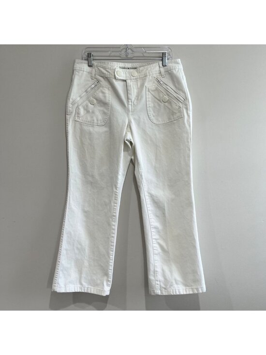 Tommy Hilfiger Pants - Tommy Hilfiger Flare Leg Cropped Pants Womens 12 White Canvas Pockets Y2J